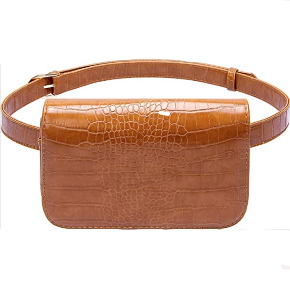 Faux Croc PU Belt Bag